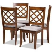 Baxton Studio Brigitte Modern and Contemporary Grey Fabric Upholstered and Walnut Brown Finished Wood 4-Piece Dining Chair Set